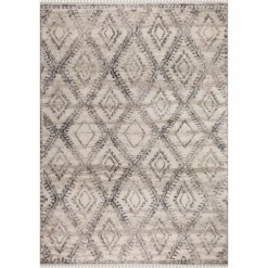 Clearance Sale (B616) Flokati Anthracite & Cream Diamond Accent Rug, 3 5