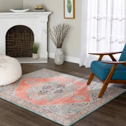 Exclusive (D561) Venus Pink Multi-Colored Medallion Area Rug, 5 7