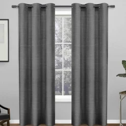 Flash Sale Leeds Black Pearl Woven Blackout Grommet Curtain Panel, 84