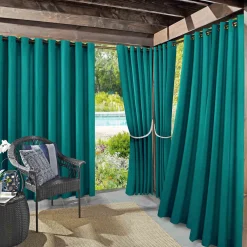 Top Sellers Darian Turquoise Outdoor Light Filtering Curtain Panel, 95